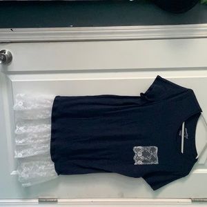 Blue dress shirt with lace